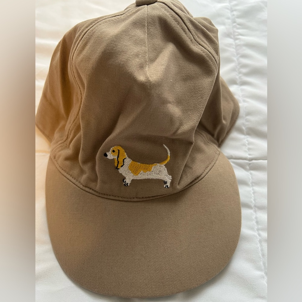 Janie and Jack Boy khaki baseball hat with Basset Hound on front
